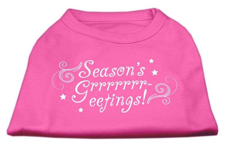 Seasons Greetings Screen Print Shirt Bright Pink L